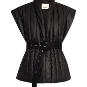 ISABEL MARANT Ajali belted Quilted Gilet Puffer Vest in Black Size 38 Medium